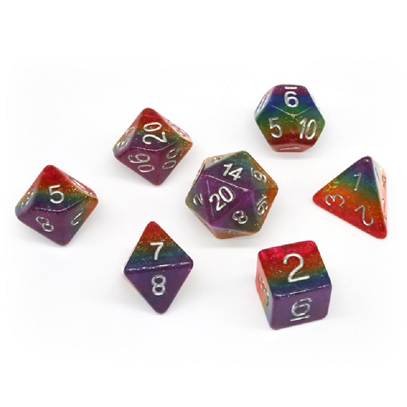 Home Improvement Game - 7Pcs/Set Polyhedral Rainbow Dice Set Board