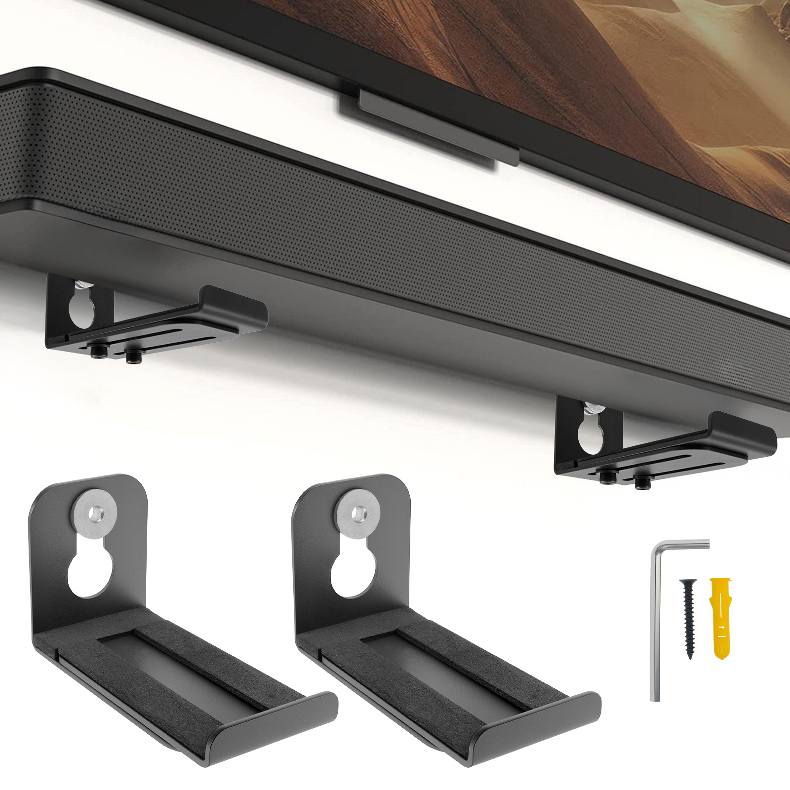 Home Improvement Tim - 2Pcs Soundbar Speaker Stands Wall Mount